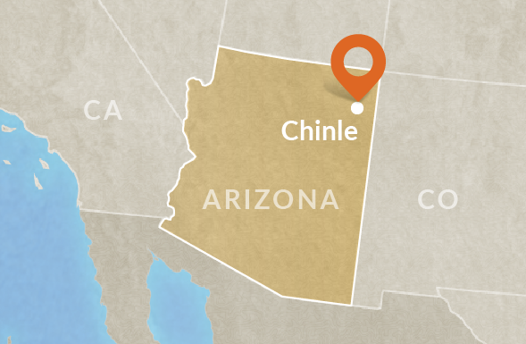 亚利桑那州的地图显示Chinle的形象